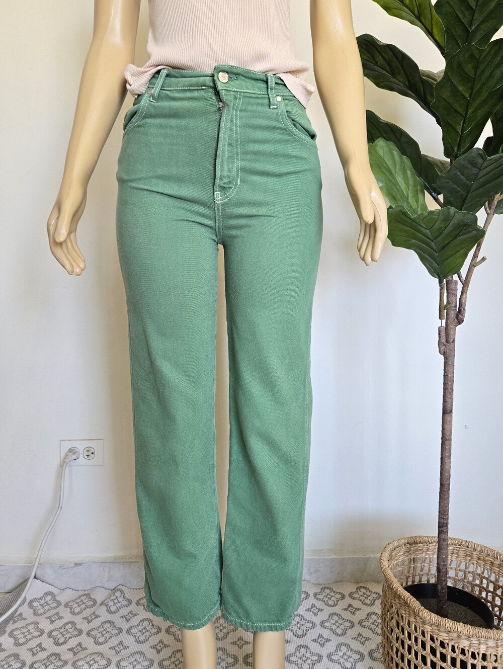 Reformation Cowboy High Rise Straight Jeans Green Color Size 28 Women's